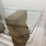 Mehitabel McGuire Twisted Pedestal Bamboo Dining Table MidCentury Boho 1970