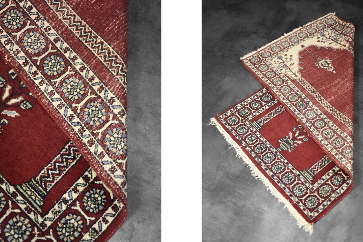Vintage Hand-Woven Oriental Pakistani Mihrab Prayer Rug, 1960s