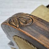 1950s, Danish relax armchair, green furniture velour, beech wood.