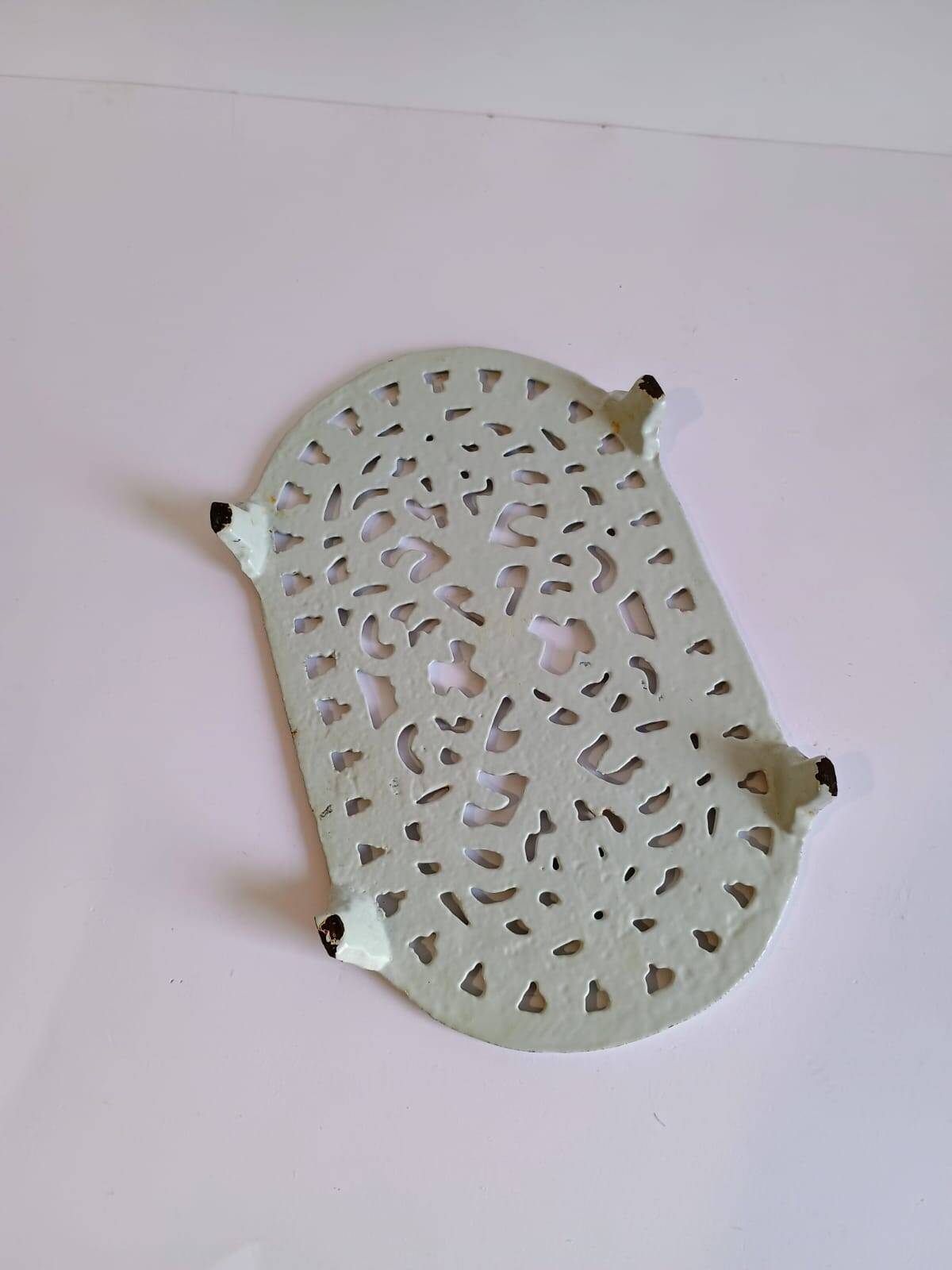 Vintage White Cast Iron Trivet