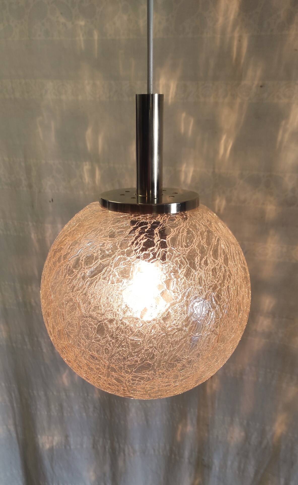 70's amber glass and brass suspension design