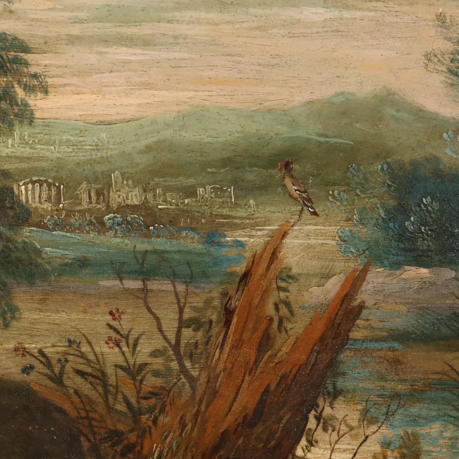 Peinture ancienne scène de guérison '600, huile sur cuivre