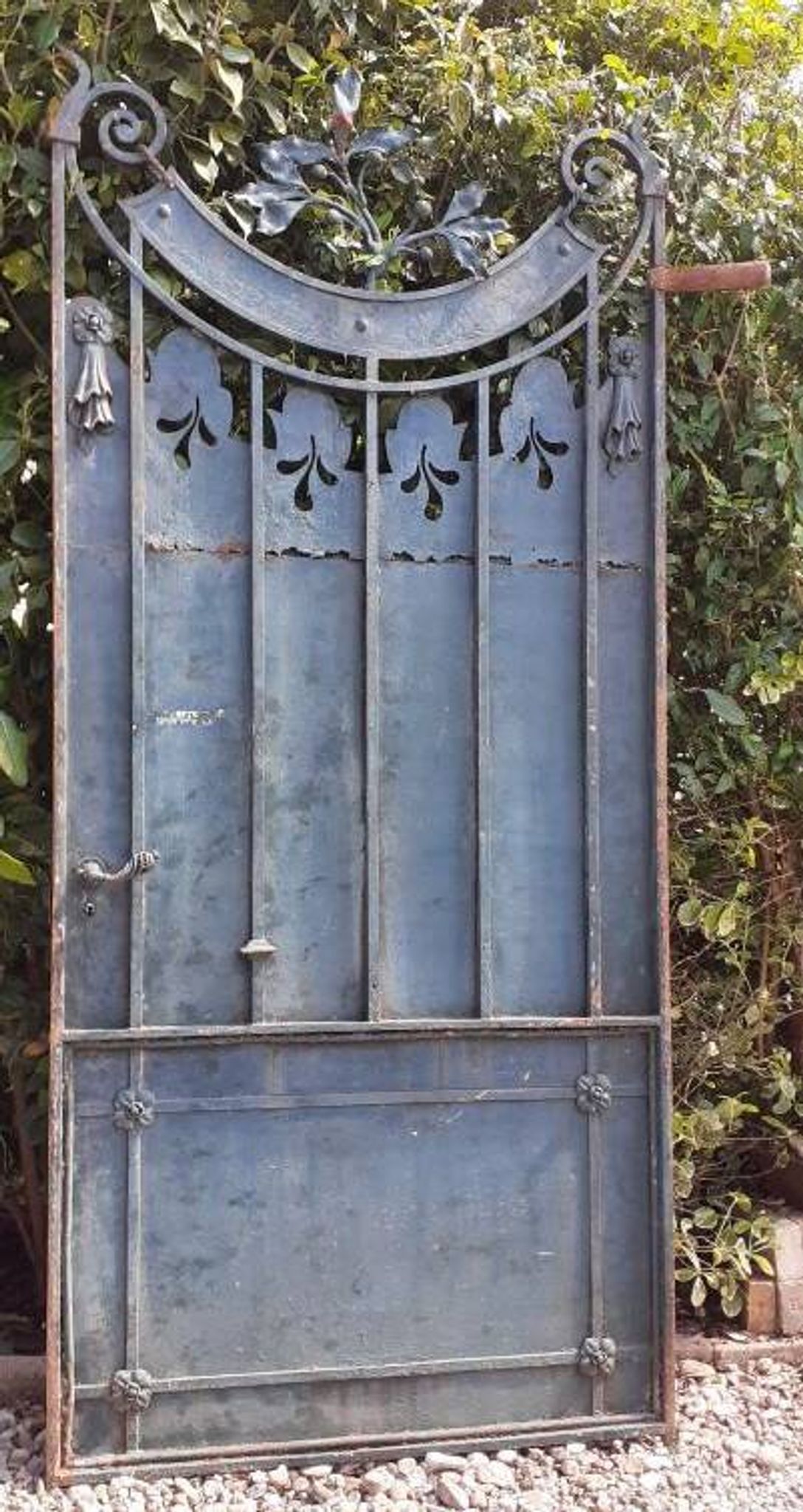 Solid gate, garden iron, H227x110cm, old, exterior door