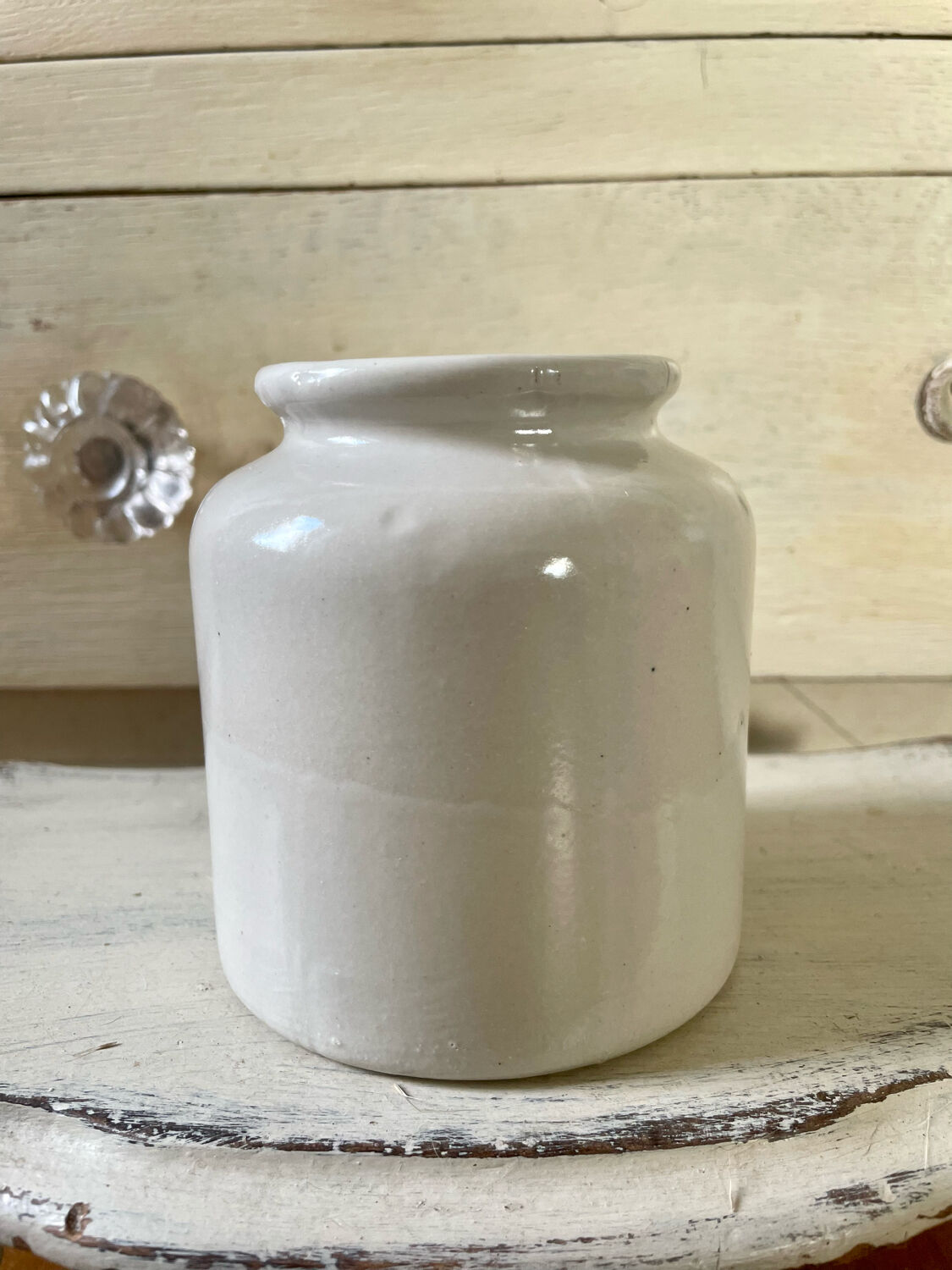 Vintage white stoneware pot