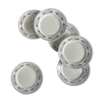 6 flat plates Creil and Montereau Toledo antique earthenware