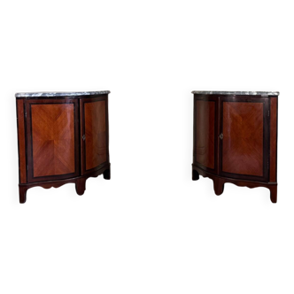 Pair of Console Tables, Mahogany and Rosewood Veneer, Blue Turquin Marble, X