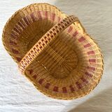 Two-tone woven wicker basket
