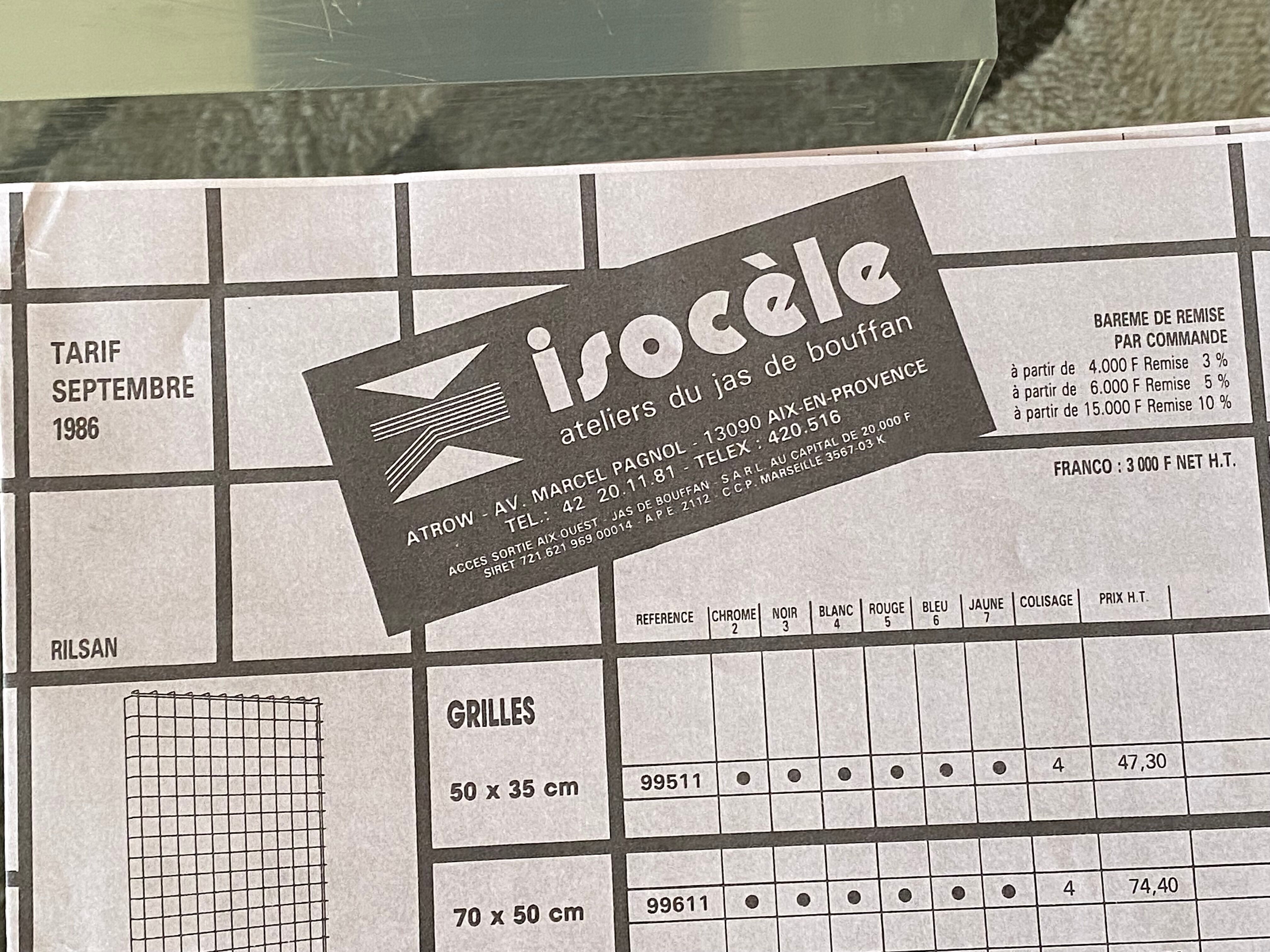 Max Sauze design table, rectangular bedside model, published by Isocèle