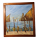 Vintage 1960s oil on canvas painting of a fishing port, framed and signed.