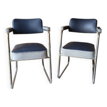 2 armchairs from the 1950s in the Ronéo style of Pullman.