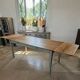 Solid oak farmhouse table with two drawers and two extensions, 306 cm.