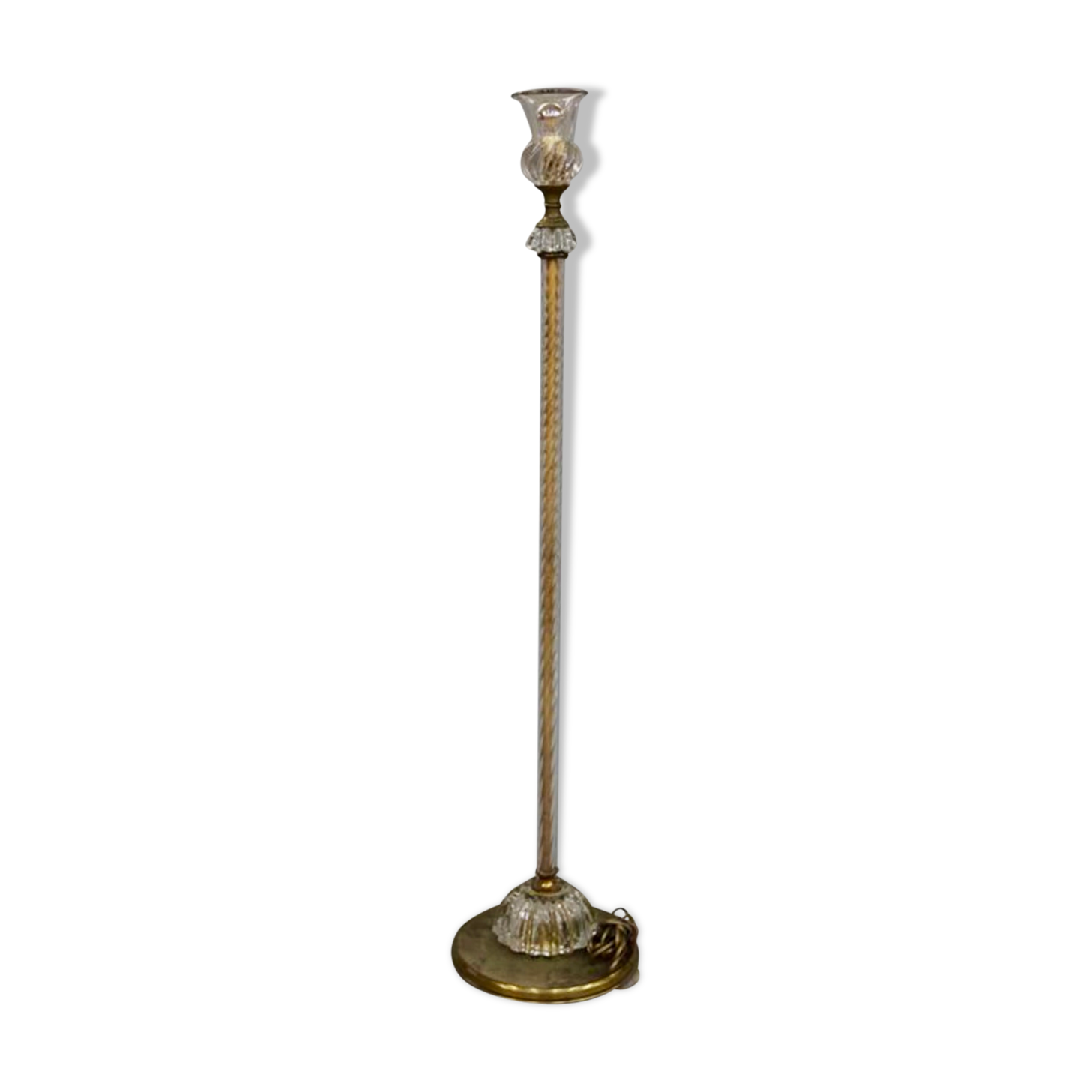 Lampadaire de parquet en verre de Murano vers 1940