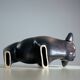 Brown glazed bull sculpture by Ed Ruscha, 1970s ceramic art