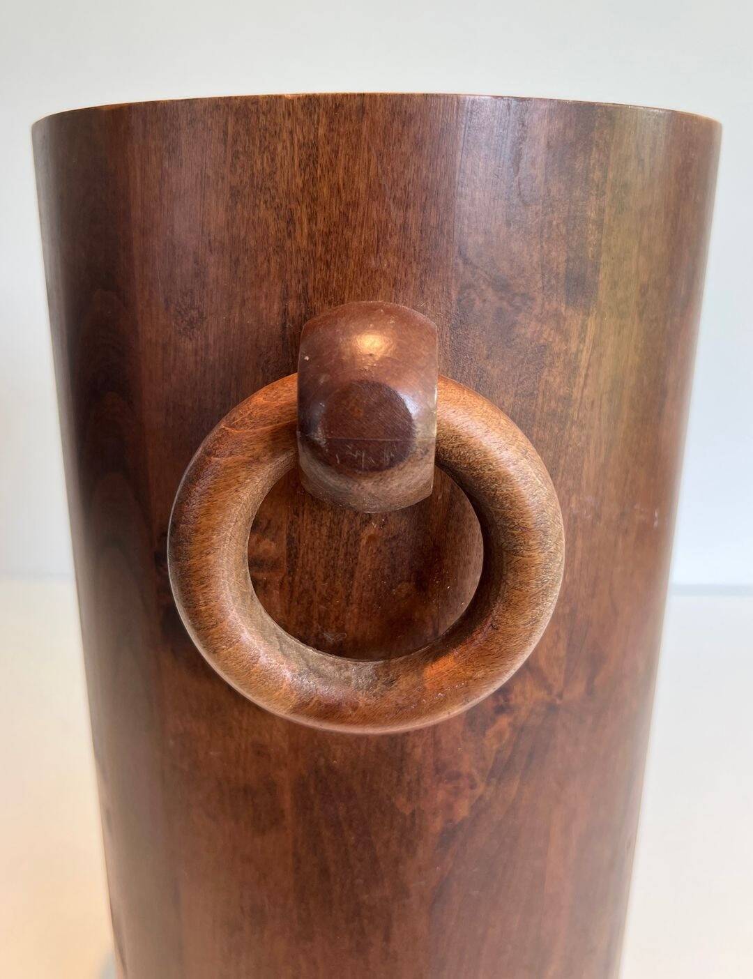 Brutalist Umbrella Stand in Solid Wood, France, circa 1950