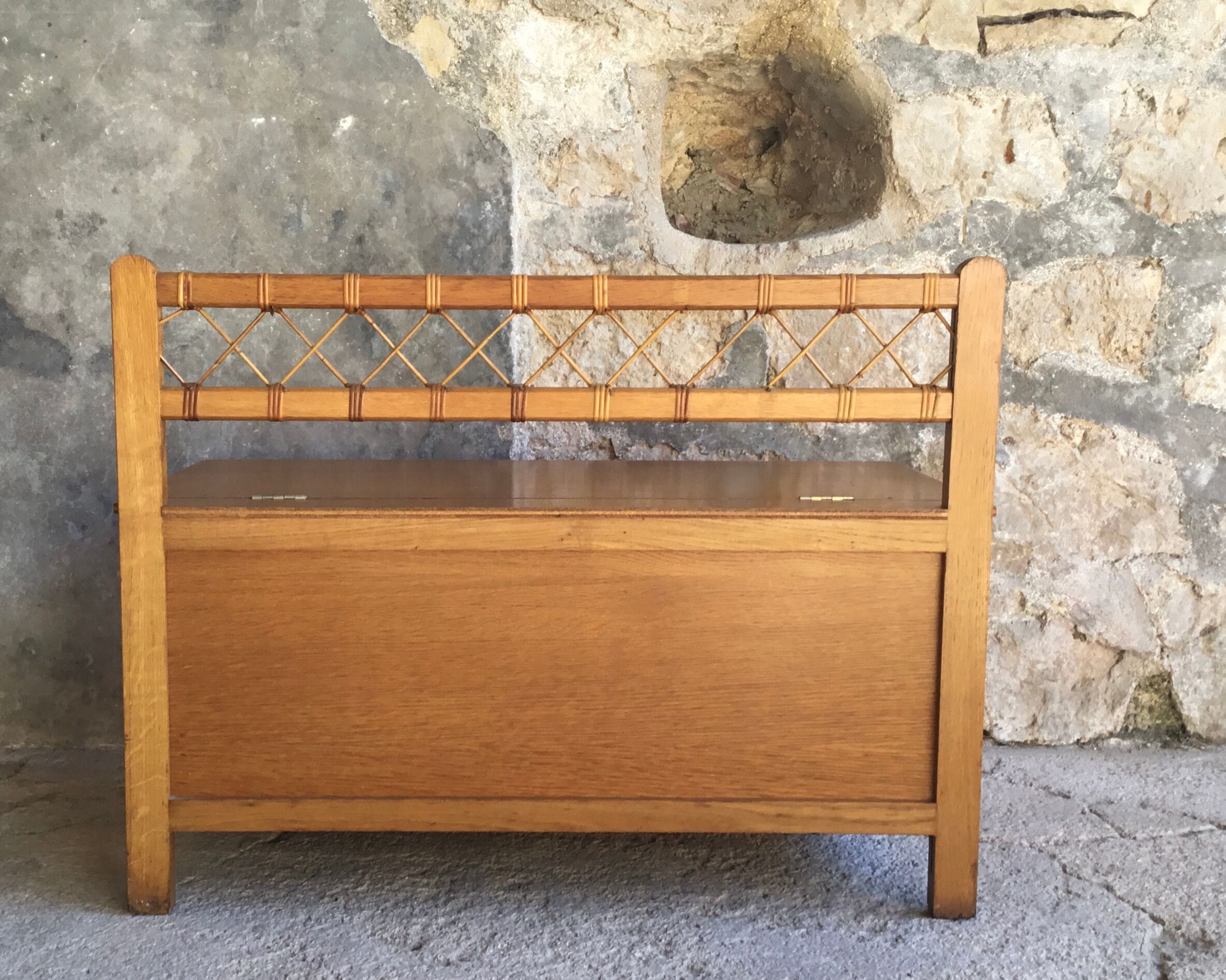 Vintage toy chest or rattan children's bench - 1960