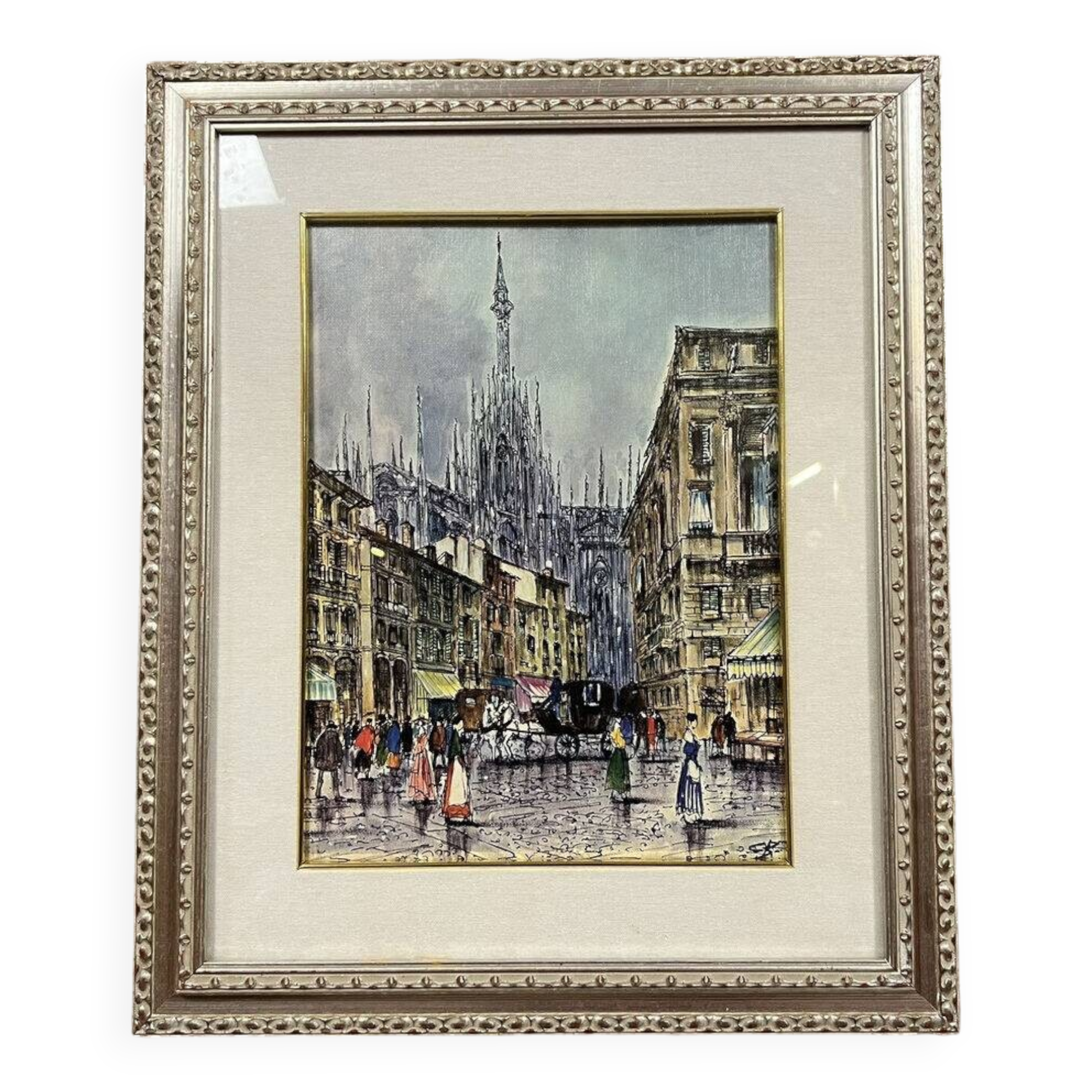 Italian School: oil on canvas mounted on panel circa 1900 view of Milan
