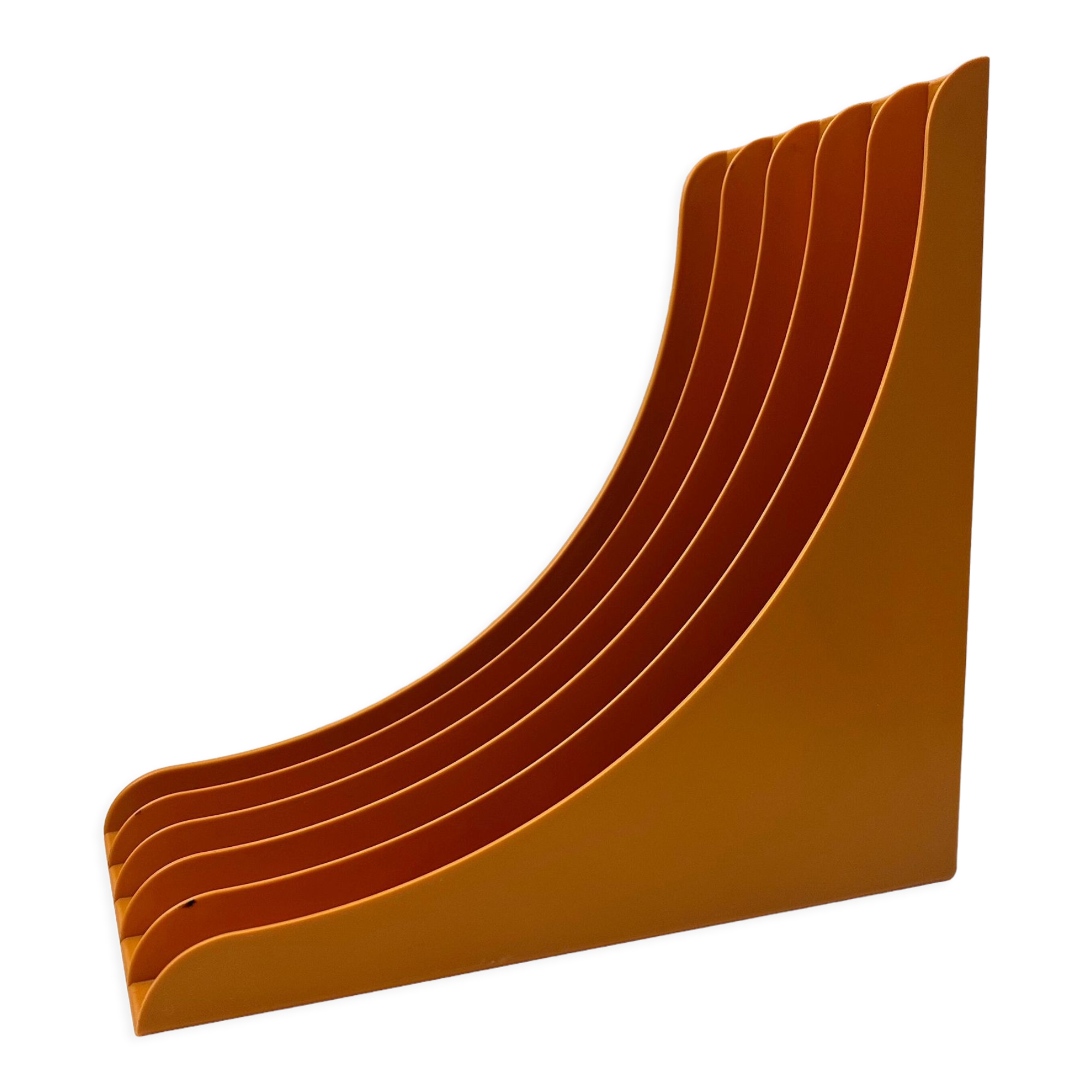 Vintage record stand Schweizer Design yellow, made in Germany