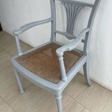 Chaise en bois, assise en rotin