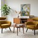 Vintage pair of mustard velvet armchairs from the 20th century.