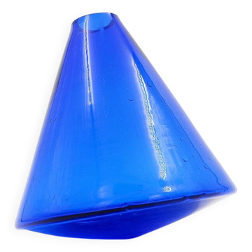 Cobalt blue glass spinning top vase - Salviati Murano