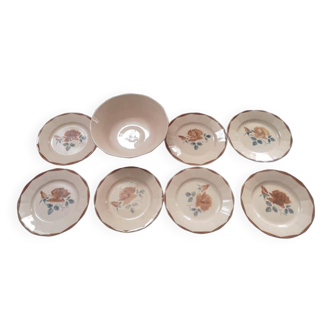 Lot 8 assiettes creuses anciennes TBE digoin sarreguemines vintage 1930/40 + saladier