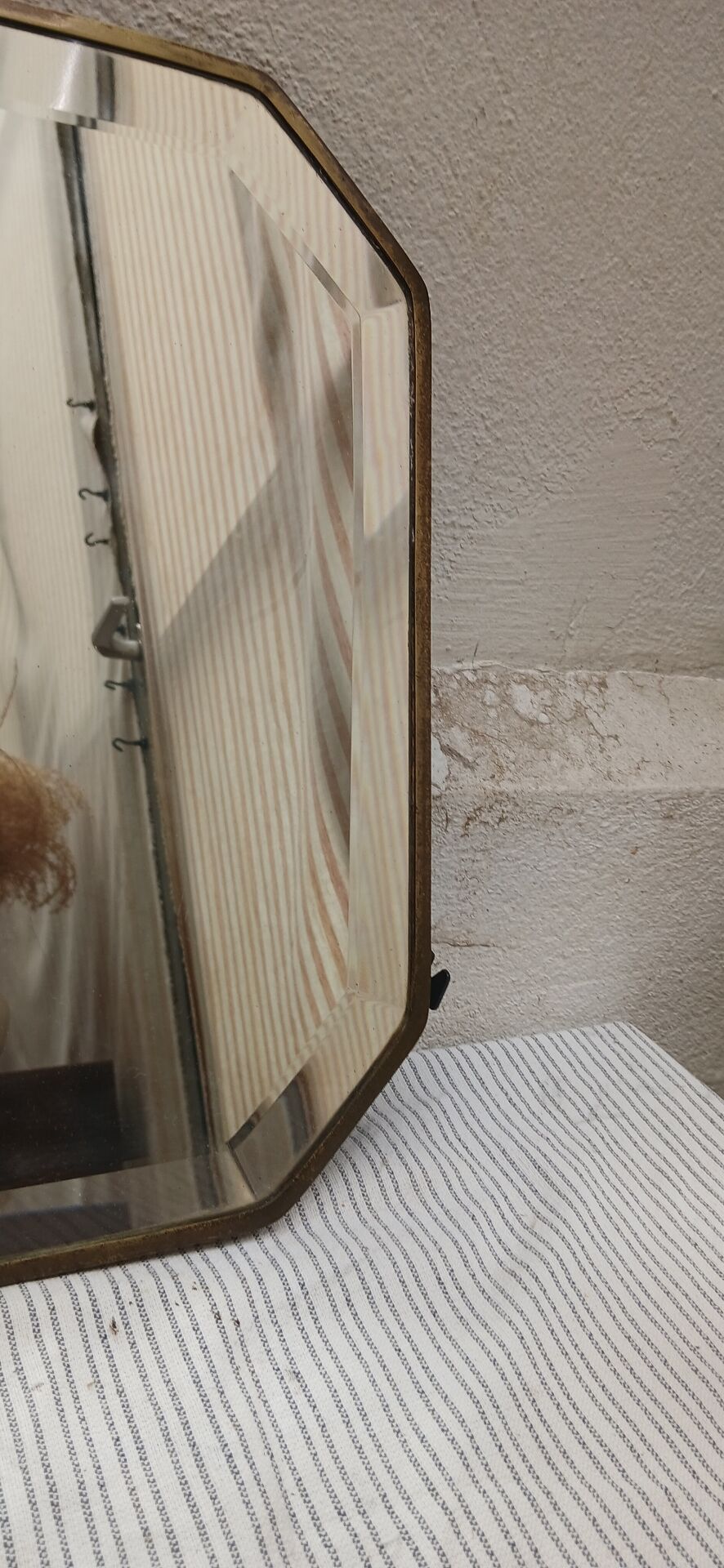 Bevelled mirror with brass frame Art Deco