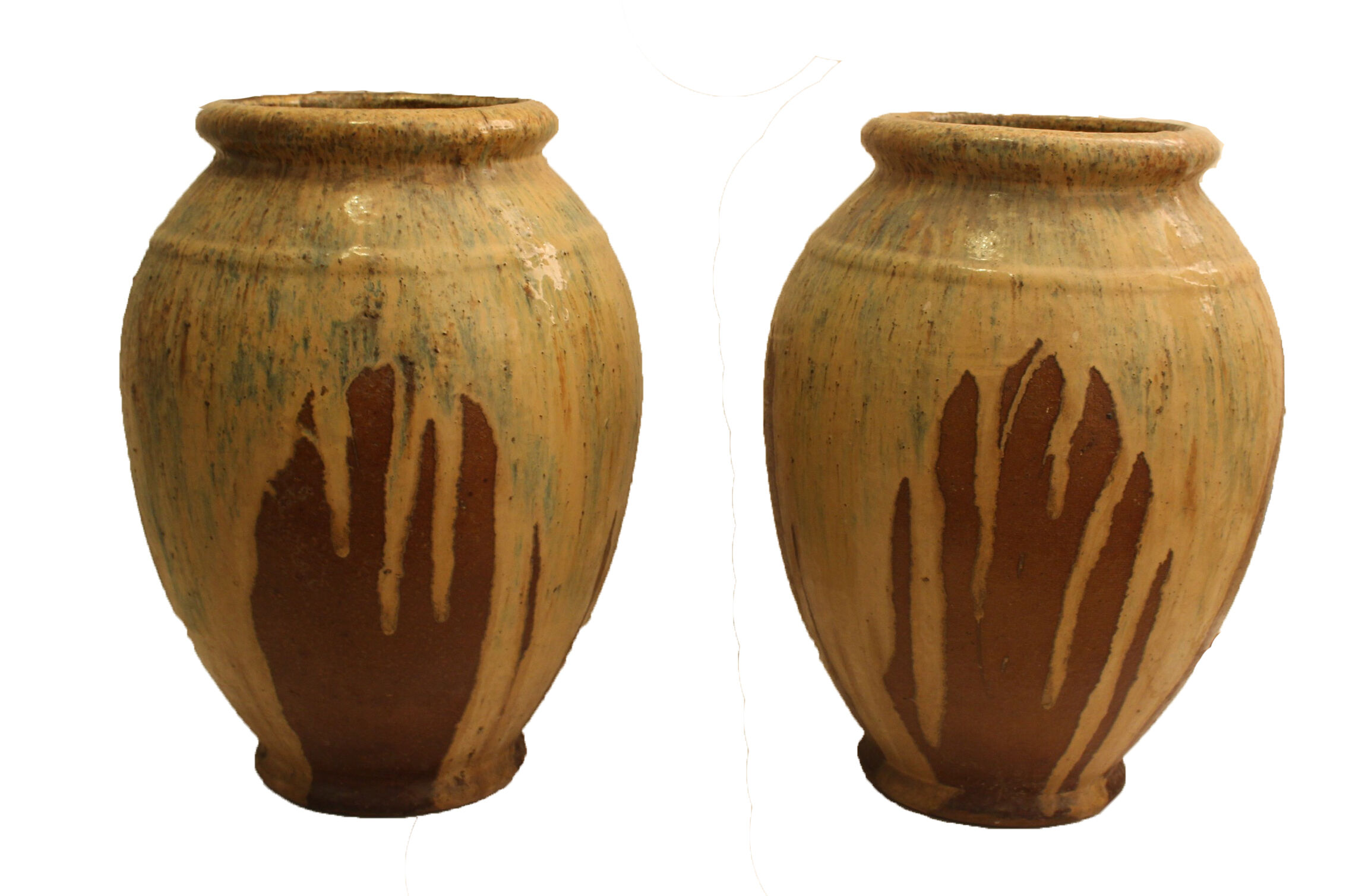 Pair of large scratched old jars