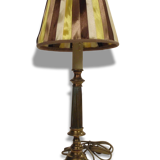 Lampe pied en laiton abat jour de satin
