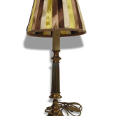 Lampe pied en laiton abat jour de satin