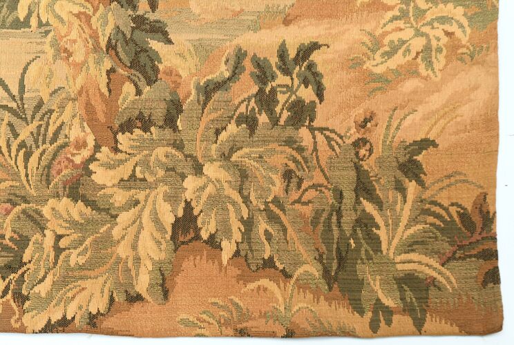 Gobelins JP Paris tapestry representing birds in the park of a castle
