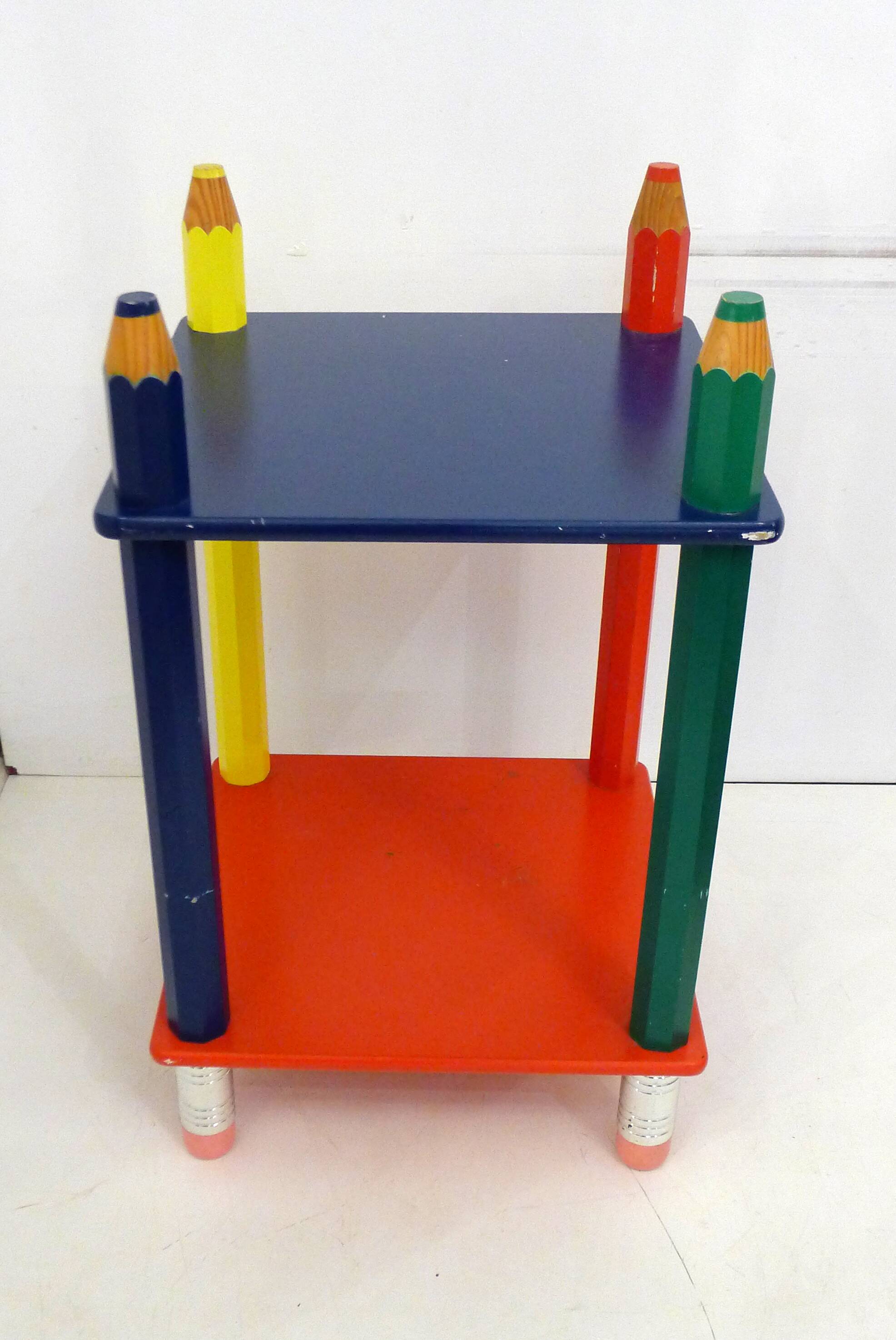 Side table / bedside table Colourful crayons 1980s