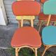 (Lot) 6 Multicoloured Compass Leg Chairs