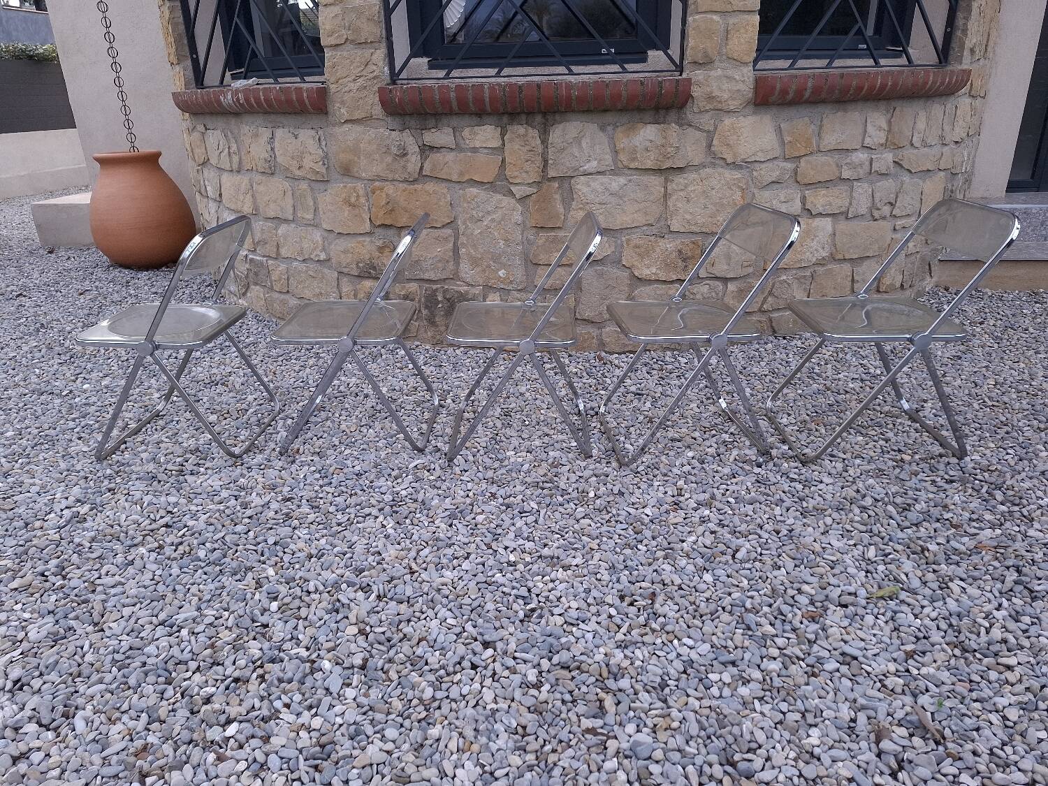 5 vintage 70'S chairs + Giancarlo Piretti Castelli support