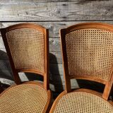 Six Art Deco chairs, 1960s, beech and cane