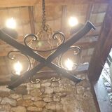 Wrought iron pendant light with 4 lights - medieval style