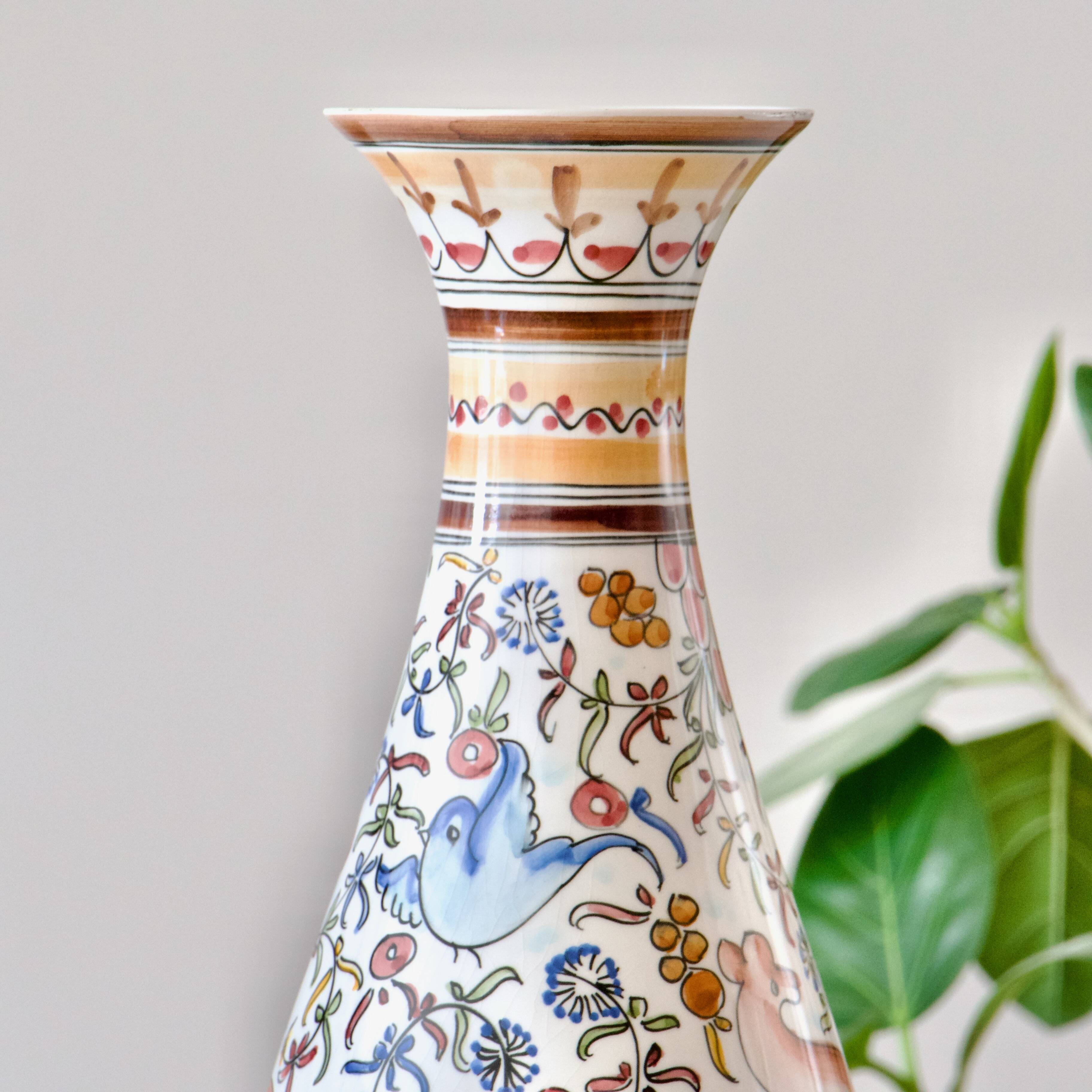 Large hand-painted artisanal vase from Coimbra