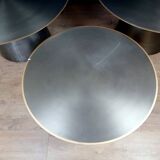Set of three designer coffee tables in frosted metal, circa 1990/2000