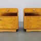 Pair of Art Deco burl wood nightstands, Czechoslovakia, 1940s