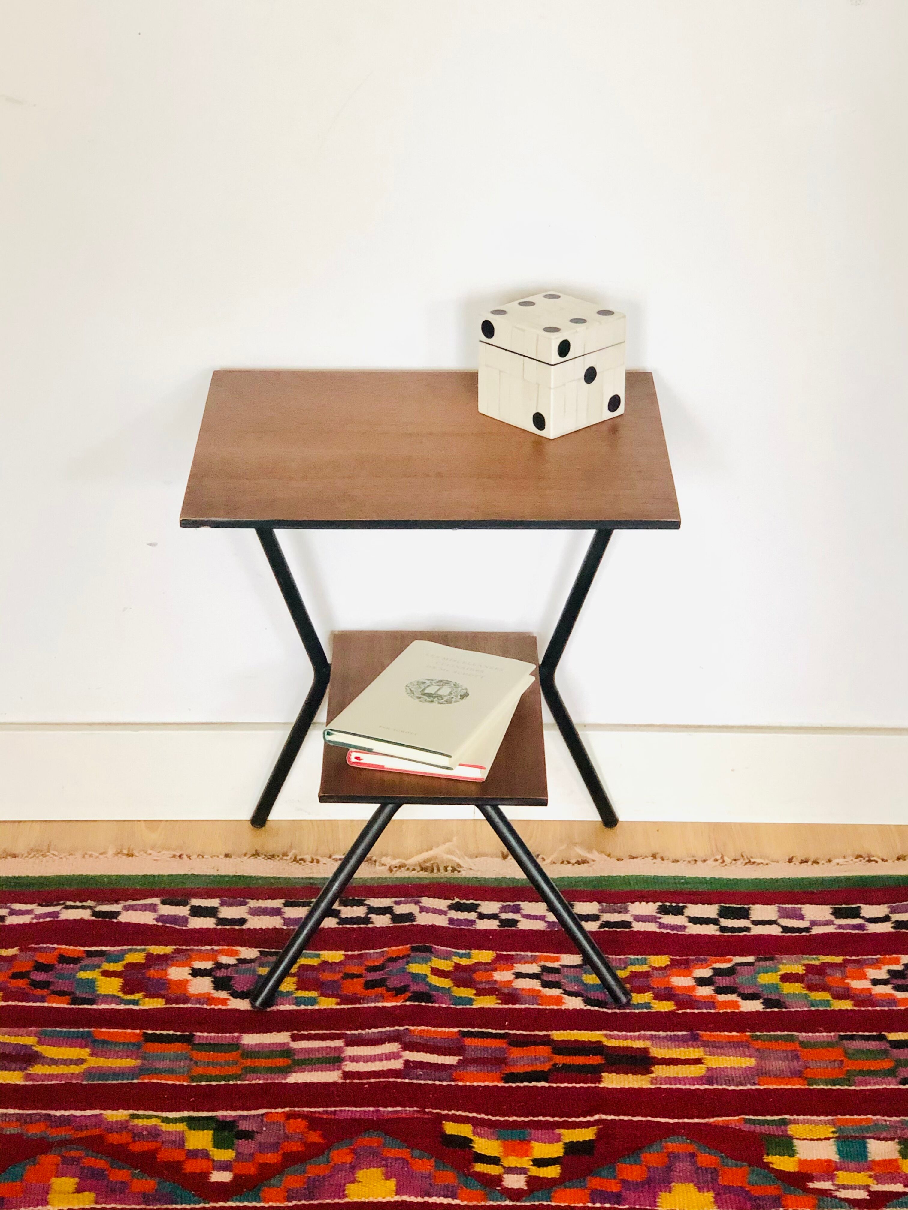 Wood and metal side table