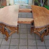 Napoleon III Louis XV style oak table with two extensions, 10 place settings, late 19th century