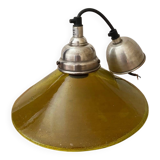 Pendant lamp with thick bubbled glass shade in green-yellow color