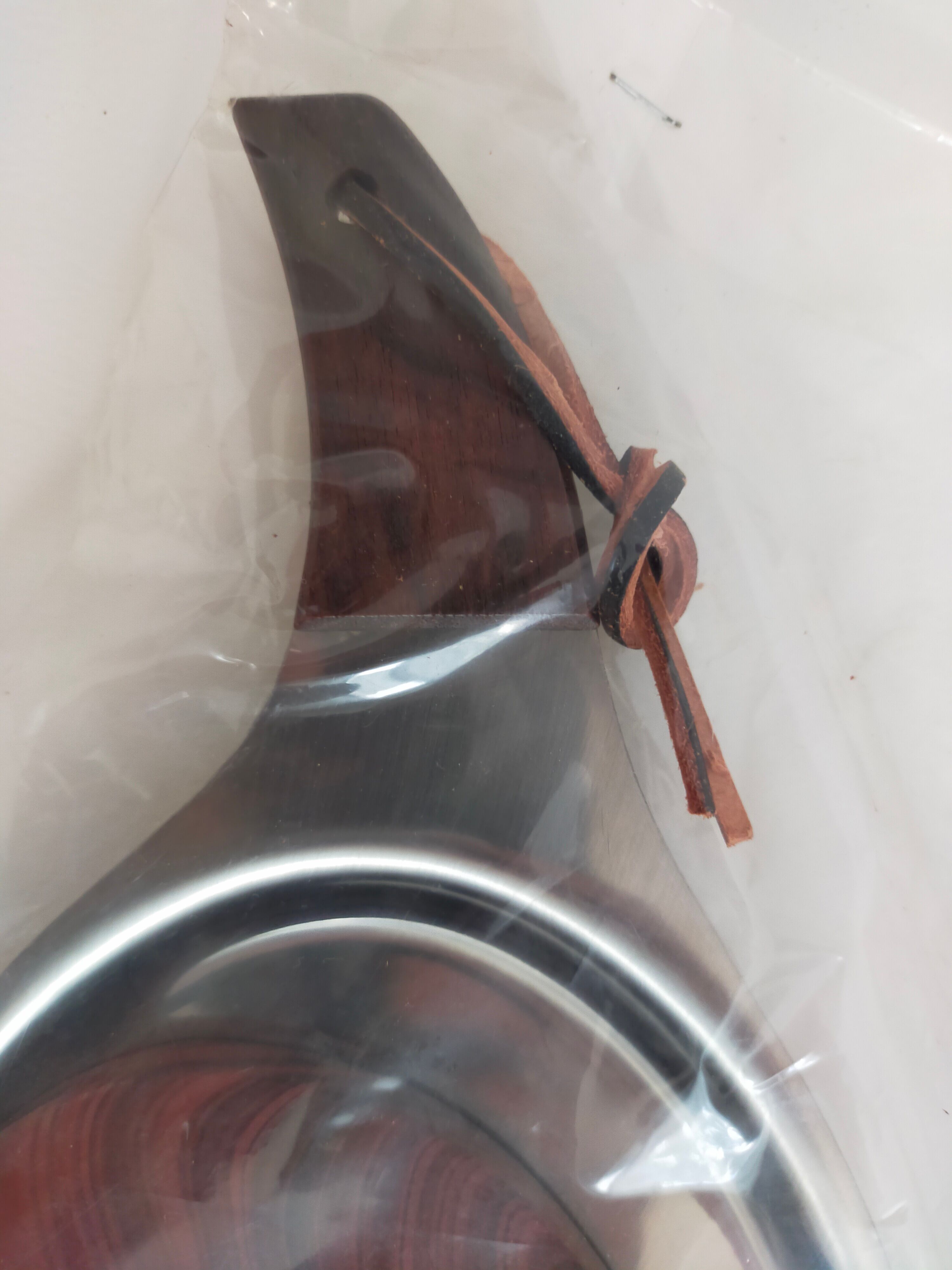 Picks up new vintage shovel and sweeper crumbs