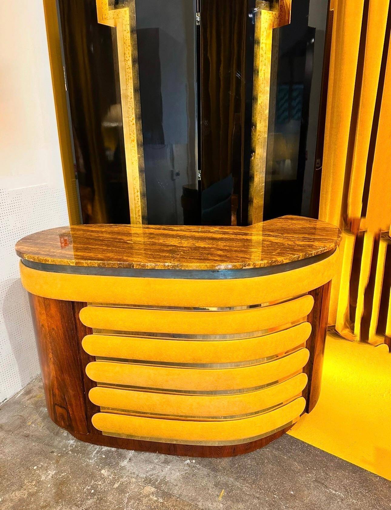 Willy Rizzo Bar Cabinet in Rosewood and Marble, Italy, 1970s