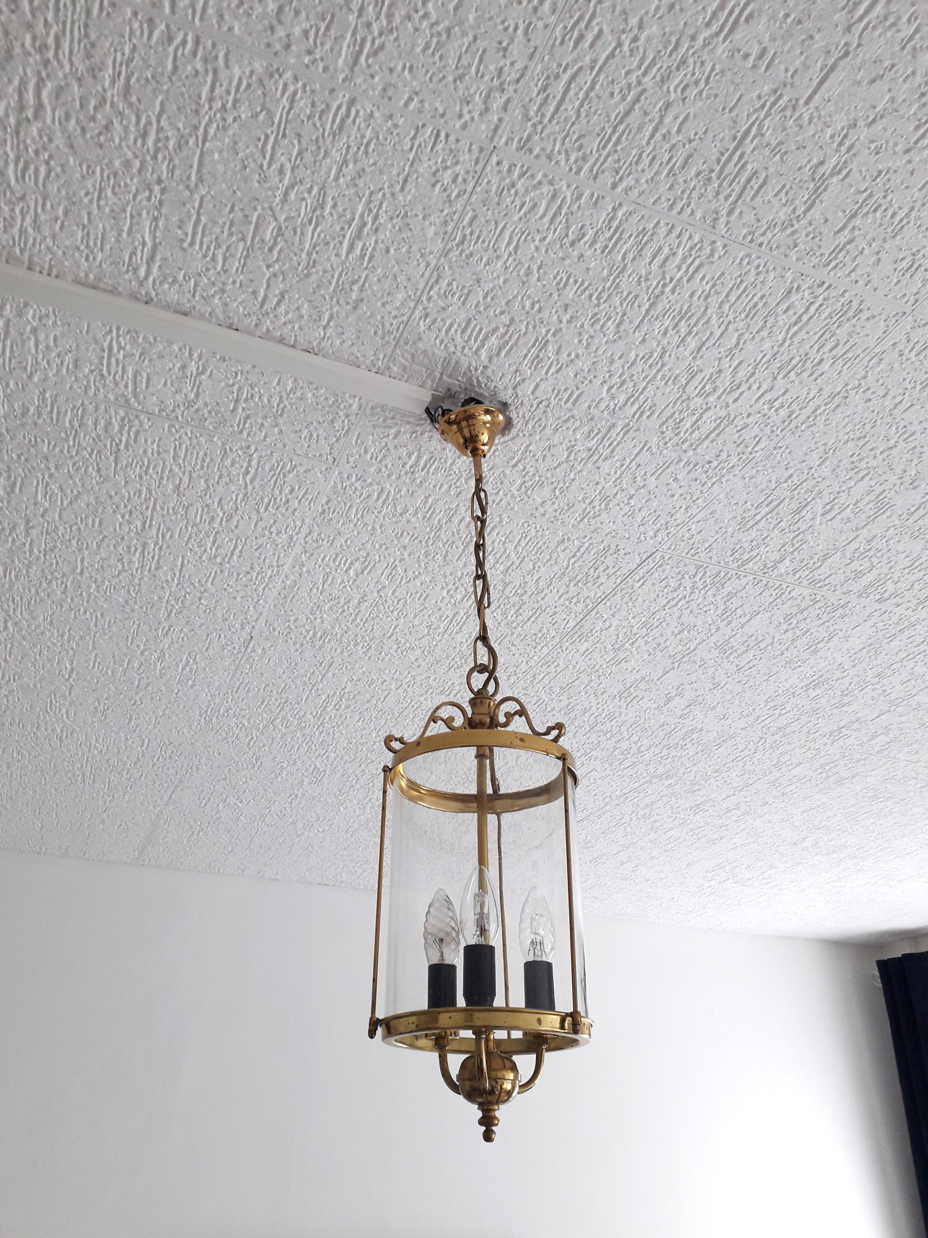 Old entrance hall lantern - 3 fires - convex glass - 50s