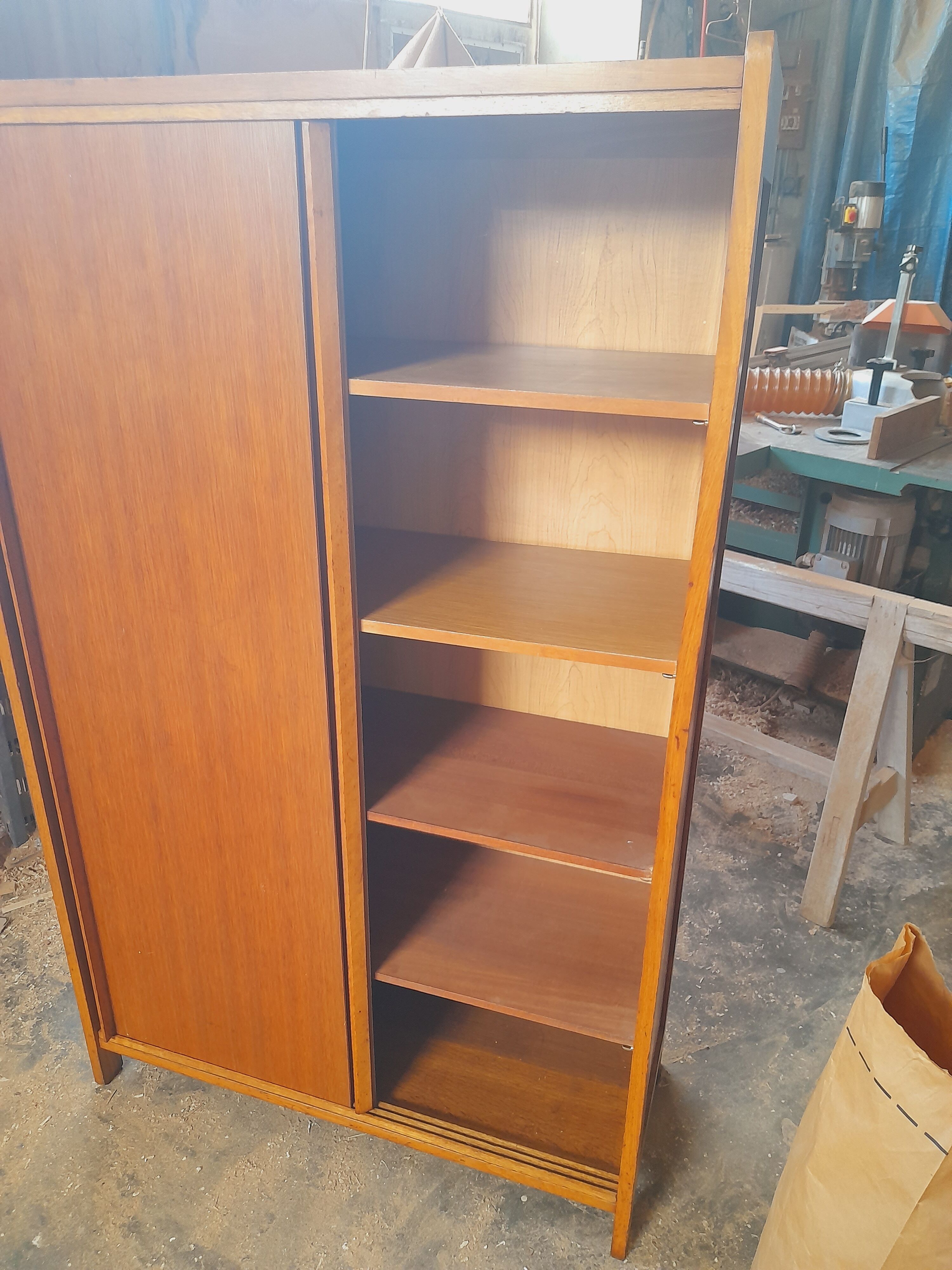 Vintage light sliding cabinet 50s