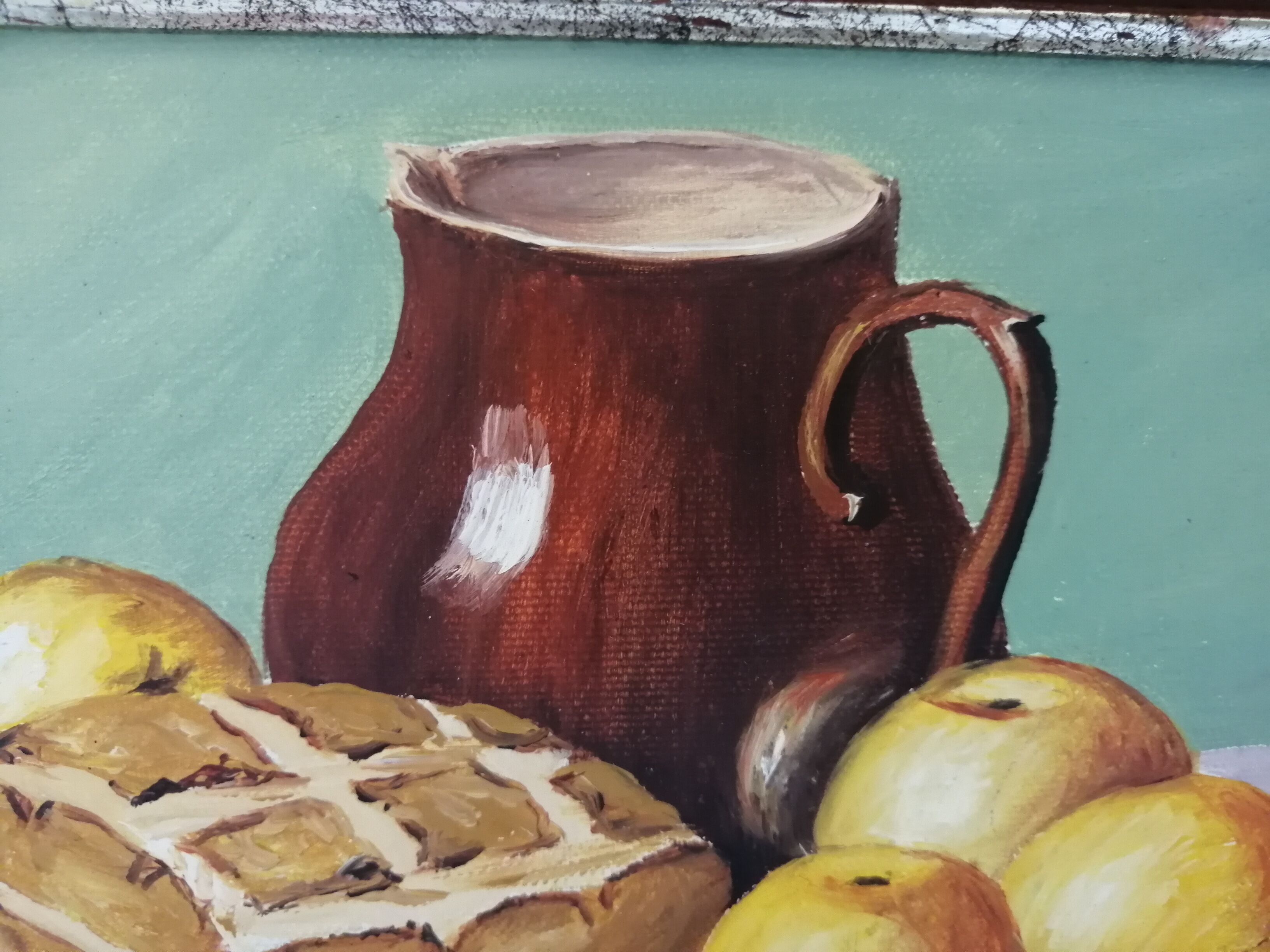 Nature morte sur toile signée Vincent, Vintage