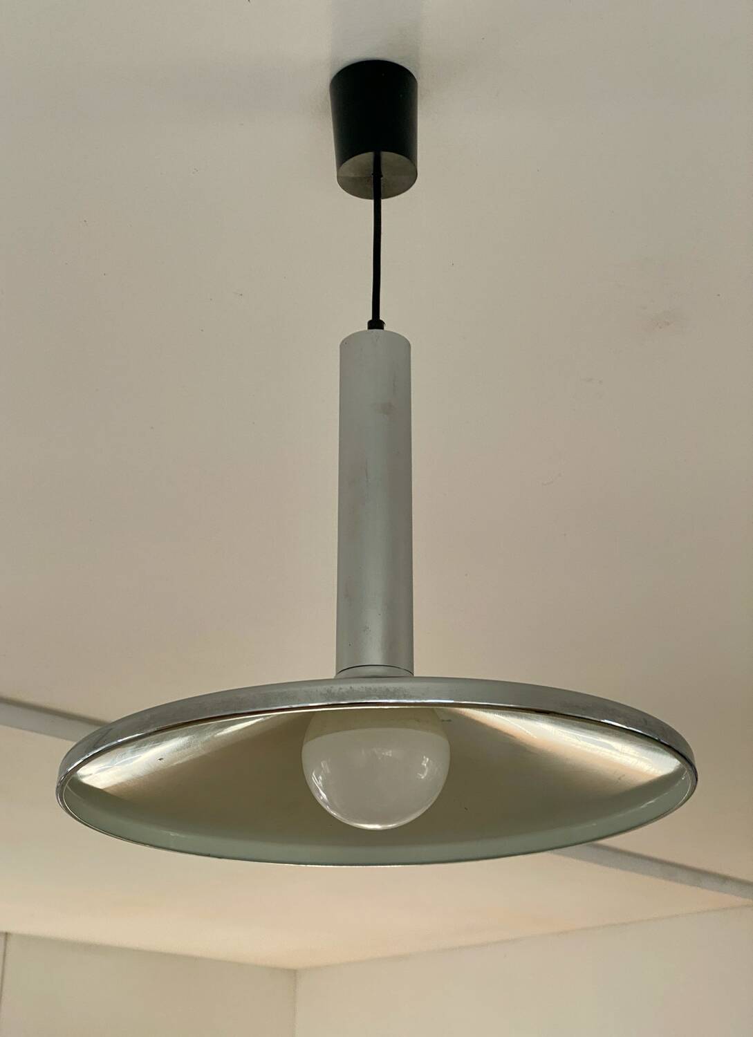 Large chrome pendant lamp Hustadt Leuchten 1960