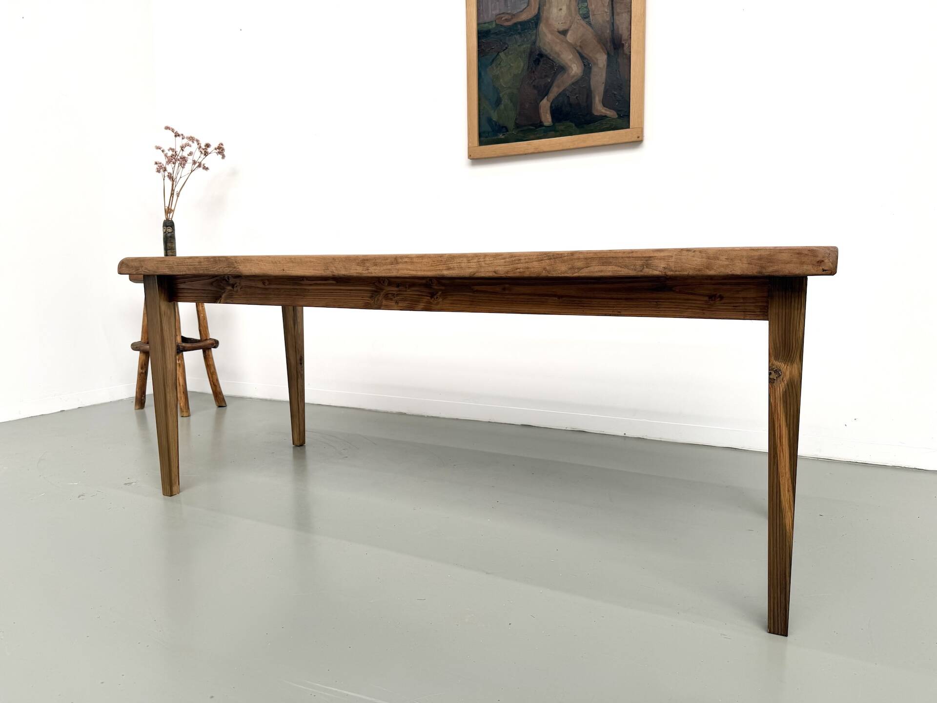 Table de ferme vintage en peuplier