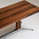 Vintage rosewood and brushed metal coffee table, 1960s