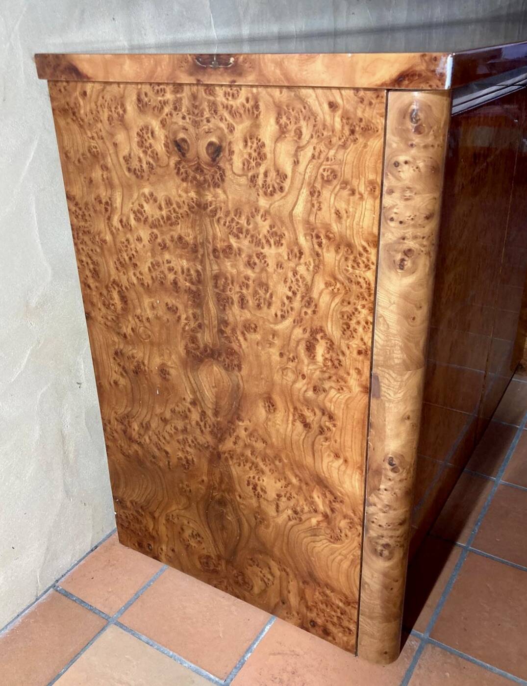 Elm burl sideboard from the 1970s